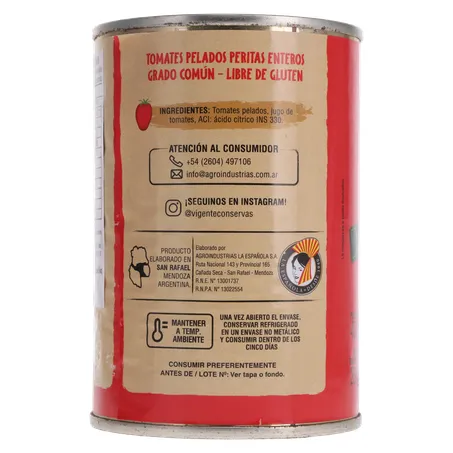 TOMATE PELADO IMPORTADO DA ARGENTINA VIGENTE LATA 230G 360-23