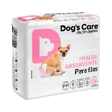 Fralda Higiênica Dogs Care Ecofralda para Cães Fêmeas PP c/6 Unds