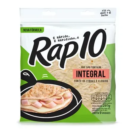 Pao rap 10 tipo tortilha integral com 10un