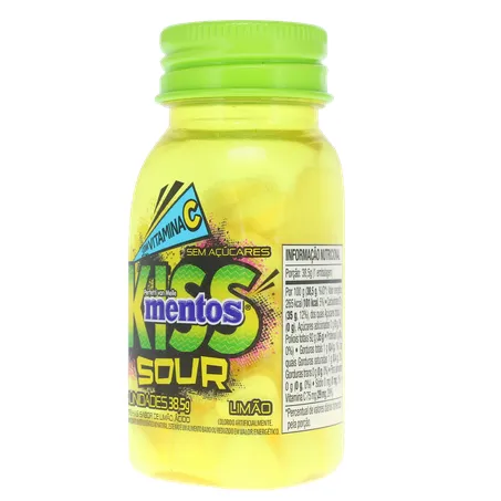 Pastilha Mentos Kiss Suor Limão Ácido Frasco com 55un - 38.5gr 360-5