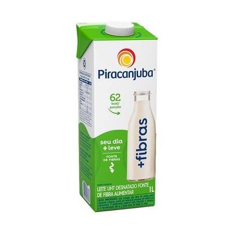 Leite UHT Desnatado Piracanjuba +Fibras Caixa com Tampa 1lt
