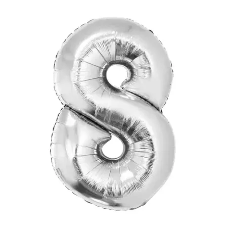 Balao ponto das festas metalizado numeros prata n0