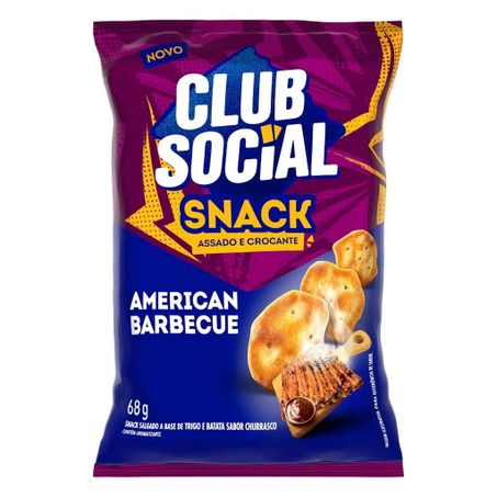 Snack salgado club social sabor american barbecue 68g