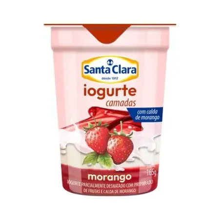 Iogurte santa clara bicamada morango 130g copo