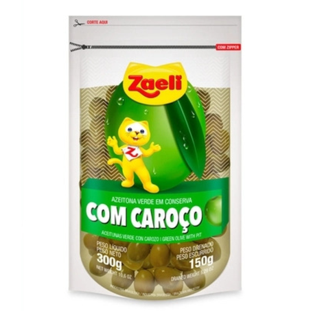 Azeitona verde com caroço zaeli pouchet 150g