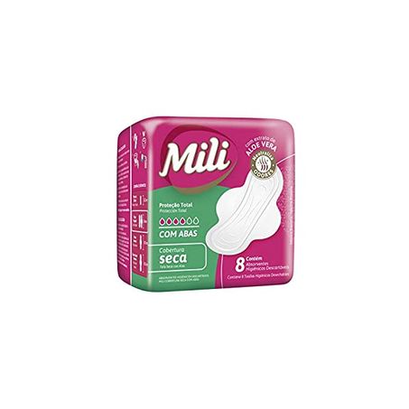 Absorvente mili 8 unidades cobertura seca com abas