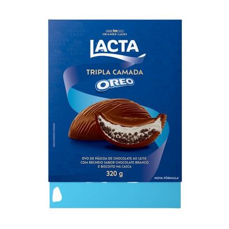Ovo de Páscoa Ao Leite Recheio Oreo Lacta Tripla Camada Caixa 320G