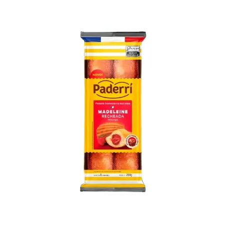 Bolo Paderri Madeleine Recheio Morango 200g
