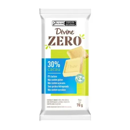 BARRA CHOCOLATE DIVINE ZERO BRANCO 70G