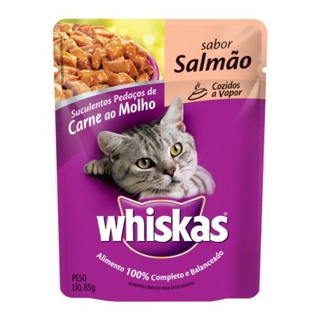 WHISKAS SACHE SALMAO MOLHO 85G