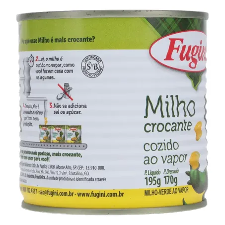 Milho Verde em Conserva Fugini Cozido no Vapor Crocante Lata 170gr 360-30