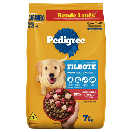 Ração Pedigree 7kg - Filhotes - Carne, Frango e Cereais