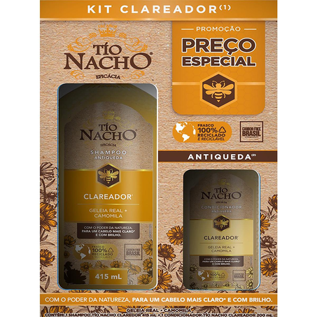 Conjunto Shampoo + Condicionador Tio Nacho Shampoo - 415ml - Clareador/ Condicionador - 200ml