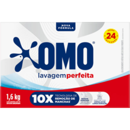 Lava roupas po omo 1.6kg caixa lavagem perfeita