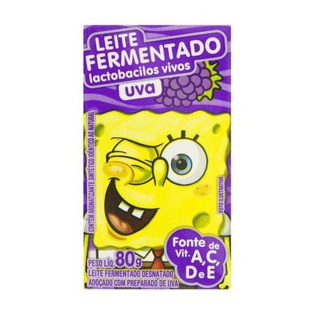 Leite fermentado elegê bob esponja uva caixa 80g