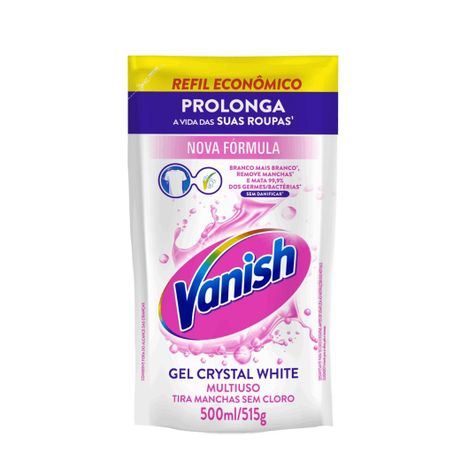 Tira Manchas Líquido Multiuso Vanish Crystal White Sachê 500ml - Refil