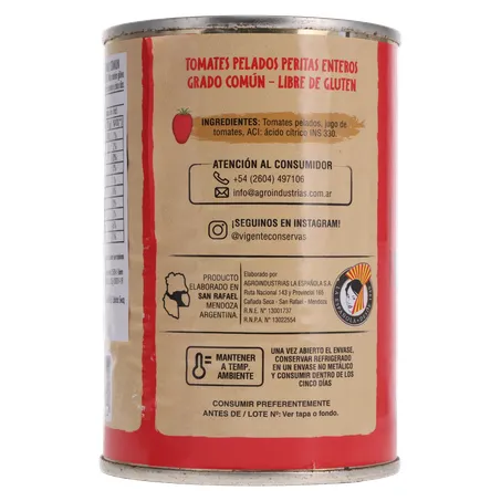 TOMATE PELADO IMPORTADO DA ARGENTINA VIGENTE LATA 230G 360-22