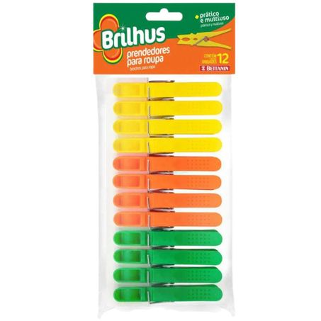 Prendedor roupa plastico brilhus 12un