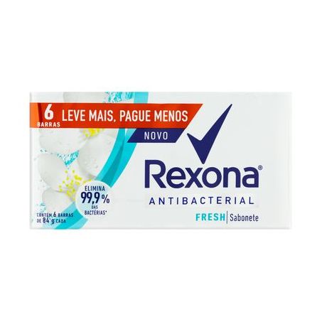 SABONETE REXONA ANTIBACTERIAL FRESH C/6UN 84G EMBALAGEM PARA FAMÍLIA