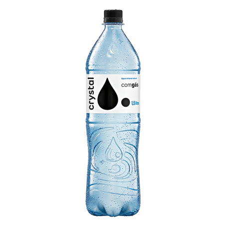 ÁGUA MINERAL NATURAL COM GÁS CRYSTAL GARRAFA 1,5L