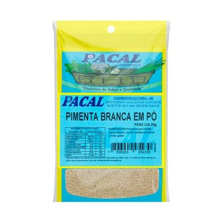 Pimenta-branca Pó Pacal Pacote 20G