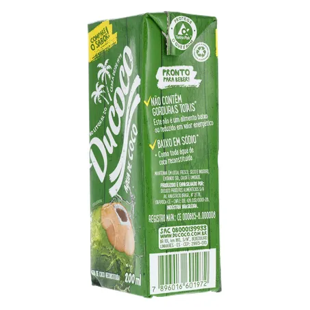Água de coco ducoco 200ml 360-6