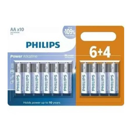PILHA PHILIPS ALC AA 6UN + 4UN