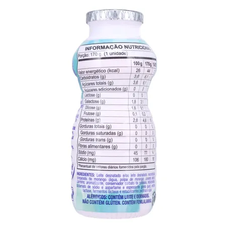 Bebida Láctea Fermentada Batavo Pense Zero Morango 170g 360-2