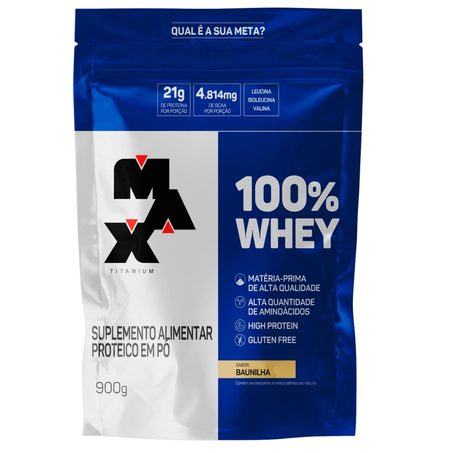 Suplemento whey max titanium 900g baunilha refil