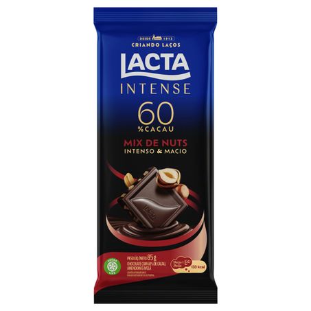 CHOCOLATE 60% CACAU MIX DE NUTS LACTA INTENSE