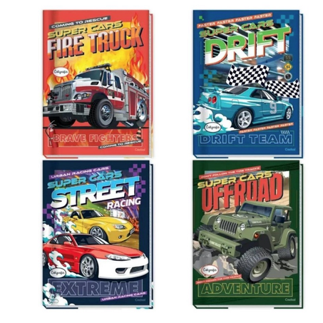 CADERNO BROCHURA CREDEAL CD COSTURADO SUPER CARS 1/4 80 FOLHAS