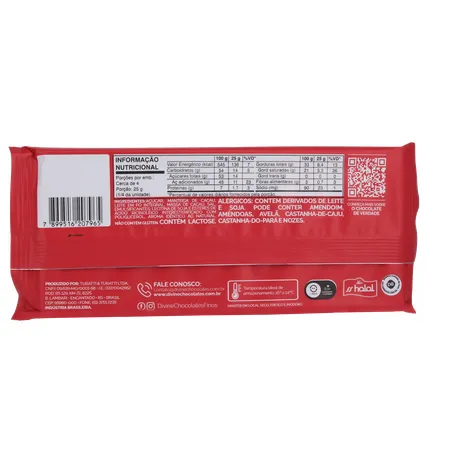 CHOCOLATE BARRA DIVINE S/GLÚTEN AO LEITE 70G 360-17