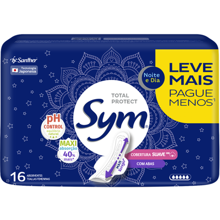 ABSORVENTE SYM NOITE&DIA SUAVE C/ABAS LV16 PG14UNI