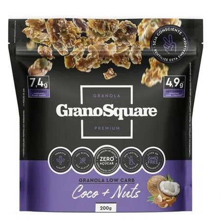 GRANOLA GRANO SQUARE 200G LOW CARB COCO/NUTS