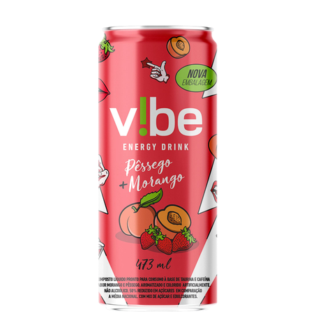 Energético Vibe Energy Drink Pêssego e Morango 473ml
