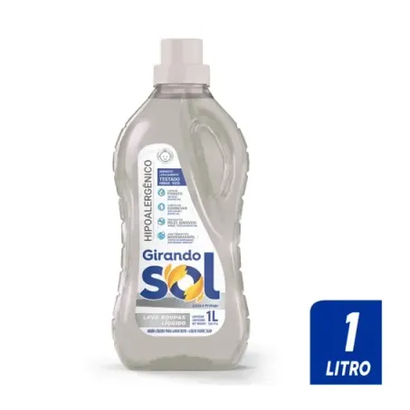 Lava Roupas Girando Sol Líquido Hipoalergênico Frasco 1l 
 