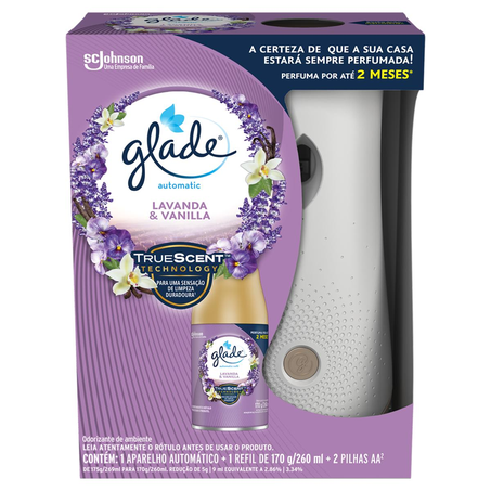 Purificador Automático Glade 260ml - 3 em 1 - Clean Linen - Lavender e Vanilla - Aparelho