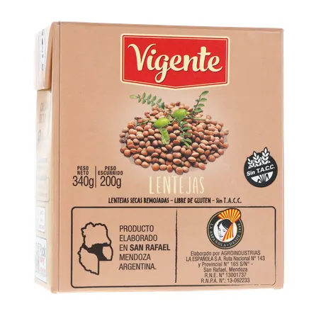 LENTILHA EM CONSERVA IMPORTADO DA ARGENTINA VIGENTE TP 200G 360-17