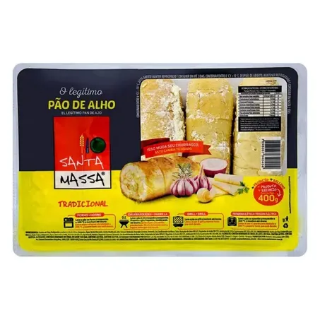 Pão de alho santa massa tradicional bandeja 400g