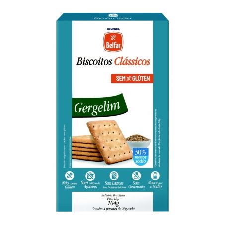 BISCOITO OLVEBRA CRACKER S/ GLUTEN GERGELIM 104G