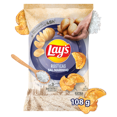 Batata Frita Lays Rústica Sal Marinho 108g