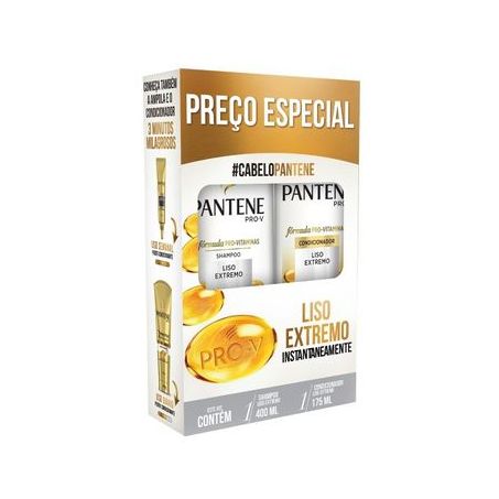 Kit shampoo + condicionador pantene liso extremo 400ml + 175ml