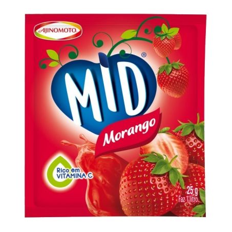 Refresco em Pó Mid Morango Sachê 25G