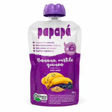 PAPINHA BANANA MIRTILO E QUINOA 100G PAPAPÁ