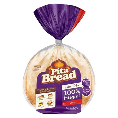 PÃO SÍRIO MÉDIO INTEGRAL PITA BREAD