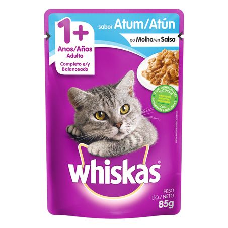 Alimento para gatos adultos 1+ atum ao molho whiskas sachê