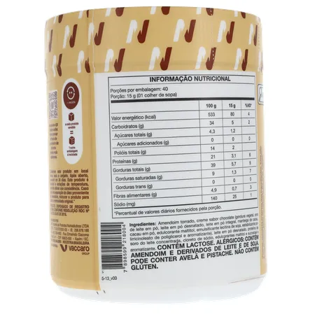 PASTA DE AMENDOIM NUTRATA LEITE TRUFADO COM WHEY PROTEIN ZERO AÇÚCAR POTE 600G 360-20