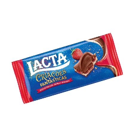 CHOCOLATE LACTA CRIACOES FANT 100 G MORANGO BAU/AM