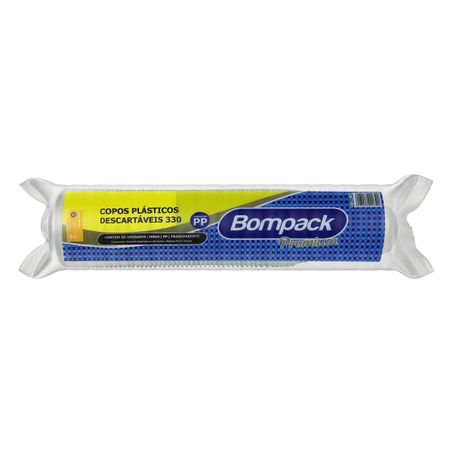 COPO DESCARTÁVEL PLÁSTICO 300ML BOMPACK PREMIUM COM 50 UNIDADES