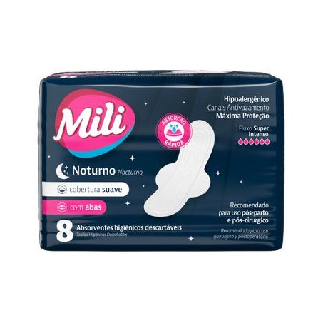 ABSORVENTE NOTURNO C/ABAS MILI C/8